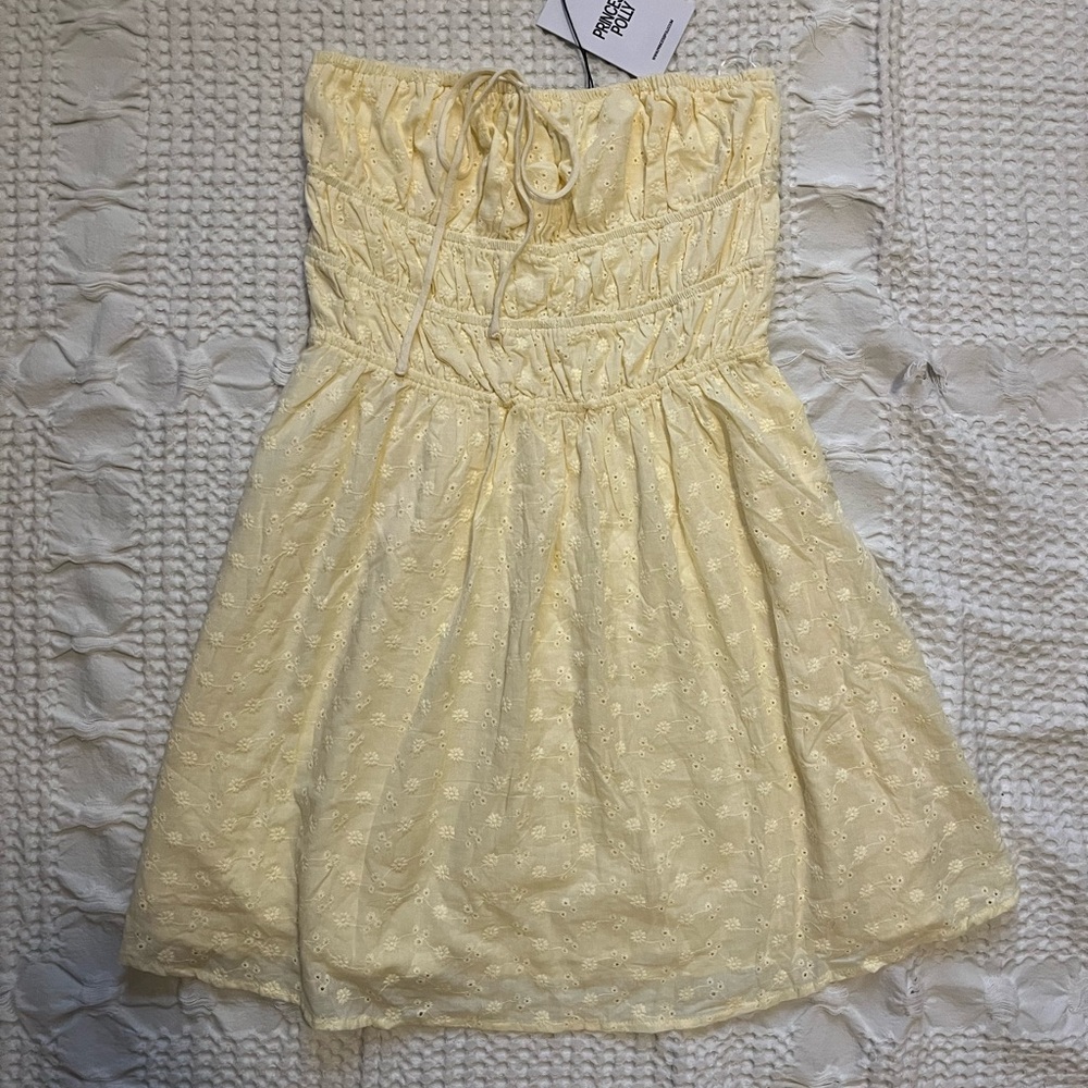 Princess Polly Pale Yellow Strapless Mini Dress